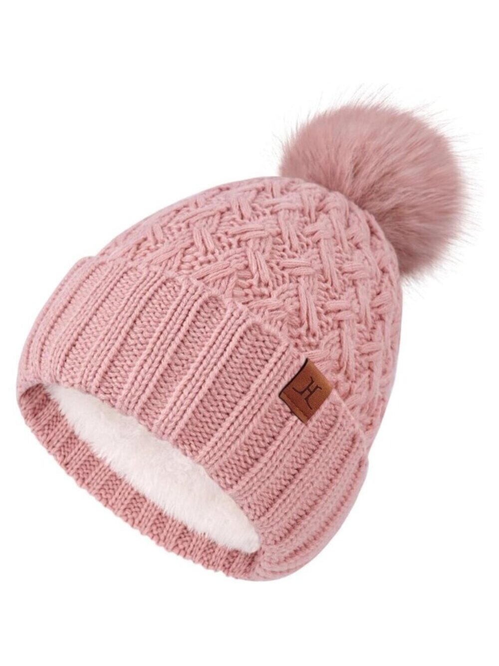 Womens Winter Fleece Lined Beanie Hat Chunky Knit Pom Pom Skull Cap Gifts
